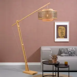 GOOD&MOJO Vloerlamp Bhutan - Bamboe/Zwart - 165x50x207cm - Scandinavis...
