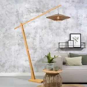 GOOD&MOJO Vloerlamp Bali - Bamboe/Zwart - 175x60x207cm - Scandinavisch...