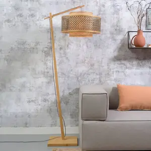 GOOD&MOJO Vloerlamp Bhutan - Bamboe/Zwart - 73x50x176cm - Scandinavisc...Vendu parbol