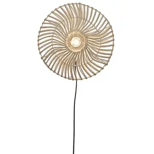 GOOD&MOJO Wandlamp Zanzibar - Rotan Wit - Ø40cm - Binnen ModernVendu parbol
