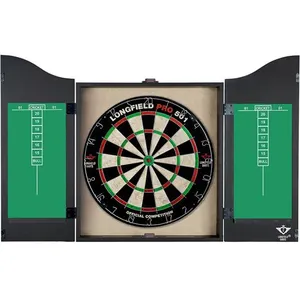 Cible de fléchettes classique ENGELHART en bois noir avec accessoires