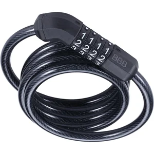 BBB Cycling QuickCode Coil Cable Fietsslot - Kabelslot Fiets Cijferslot - Codeslot - Zwart - 120 x 0,8 cm - BBL-66 pas cher