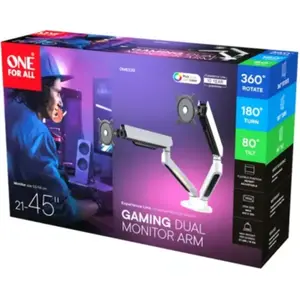 One for All Monitor Halterung Experience RGB Dual weiá (45"), Support de moniteur, Blanc pas cher