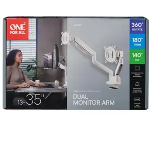 Comparateur de prix : Support écran PC ONE FOR ALL Dual Arm blanc 13-35 pouces Orientable e
