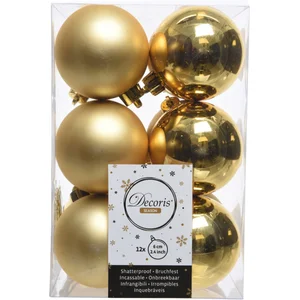 EDM - Lot de 12 boules esprit de Noël - Doré - 71869 pas cher