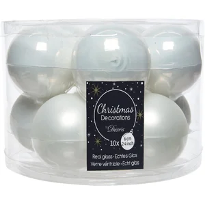 Decoris kerstballen glas mix glanzend mat D6cm winterwit dia6.00cm pas cher