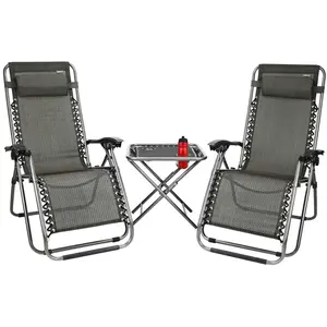 Abbey Camp - Campingstoel - Terras Set 3-delig - Antraciet pas cher