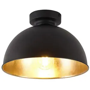 QAZQA magnax - Industriele Plafondlamp - 1 lichts - Ø 28 cm - Zwart Go... pas cher