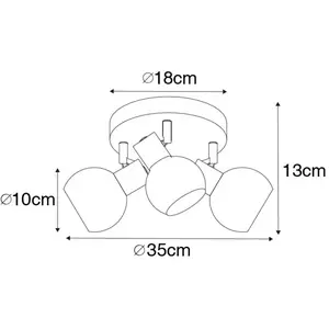 QAZQA vidro - Art Deco Plafondspot | Spotje | Opbouwspot - 3 lichts - ...Vendu parbol