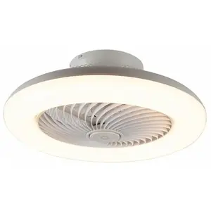 QAZQA clima - Dimbare LED Plafondventilator met Verlichting | Lamp en Afstandsbediening - 1 lichts - Ø 55.5 cm - Wit - Woonkamer | Slaapkamer | KeukenVendu parbol