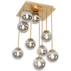 QAZQA athens - Landelijke Plafondlamp - 9 lichts - L 310 mm - Goud/mes...Vendu parbol