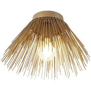 QAZQA broom - Landelijke Plafondlamp - 1 lichts - Ø 30 cm - Goud/messing - Woonkamer | Slaapkamer | KeukenVendu parbol