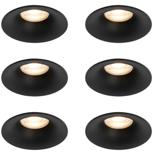 QAZQA gijs - Moderne Inbouwspot - 6 stuks - Ø 9.5 cm - Zwart - Woonkamer | Slaapkamer | KeukenVendu parbol