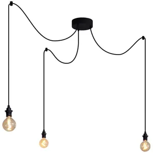 QAZQA cava - Moderne Hanglamp voor buiten - 3 lichts - Ø 18 cm - Zwart - Buitenverlichting