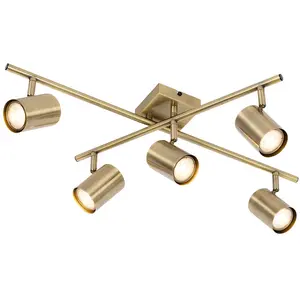 QAZQA jeana - Moderne Plafondspot | Spotje | Opbouwspot - 5 lichts - L 62 cm - Brons - Woonkamer | Slaapkamer | Keuken pas cher