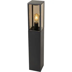 QAZQA charlois - Industriele Staande Buitenlamp | Staande Lamp voor buiten - 1 lichts - H 80 cm - Zwart - Industrieel - Buitenverlichting
