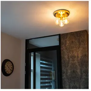 QAZQA facil - Design Plafondlamp - 3 lichts - Ø 250 mm - Goud - Woonka... pas cher