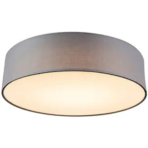 QAZQA drum led - Moderne LED Plafondlamp - 1 lichts - Ø 400 mm - Grijs...Vendu parbol