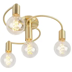 QAZQA facil - Art Deco Plafondlamp - 4 lichts - Ø 450 mm - Goud/messing - Woonkamer | Slaapkamer | Keuken pas cher