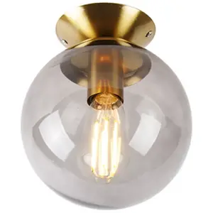 QAZQA pallon - Art Deco Plafondlamp - 1 lichts - Ø 200 mm - Goud/messing - Woonkamer | Slaapkamer | Keuken pas cher