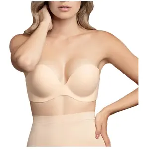 Bye Bra Gala-BH, Zelfklevende bh, Strapless & backless Bh, Onzichtbare Bh, Plak bh, Beige, Cup D pas cher