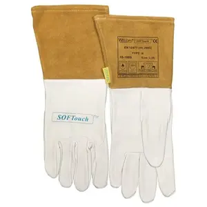 WELDAS Gant de soudeur taille xxl (10,5) nature/orange cuir fleur chèvre/vach./cuir doux touch. en 388, en 12477, en 1149-2 pas cher