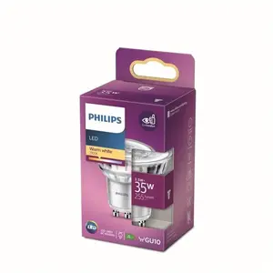 Comparateur de prix : Philips Ampoule LED Equivalent 35W GU10 Blanc chaud Non Dimmable