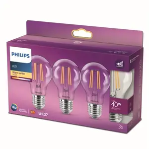 Pack 3 Ampoule LED Philips E27 A60 4.3W 470Lm 2700K [PH-929001890059] pas cher