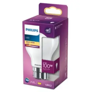 Philips ampoule LED Standard B22 100W Blanc Chaud Dépolie, VerreVendu parcdiscount