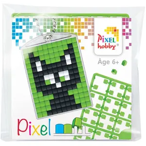 Pixelhobby Medaillon Sleutelhanger Startset - zwarte kat pas cher