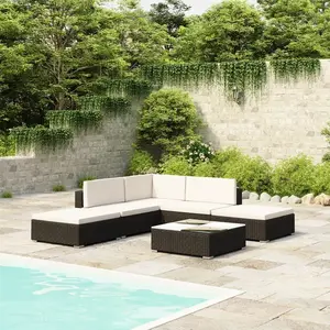 Comparateur de prix : vidaXL Salon de jardin 6 pcs avec coussins résine tressée noir