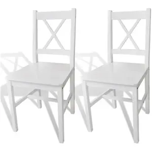 Comparateur de prix : vidaXL Chaises à manger lot de 2 blanc bois de pin