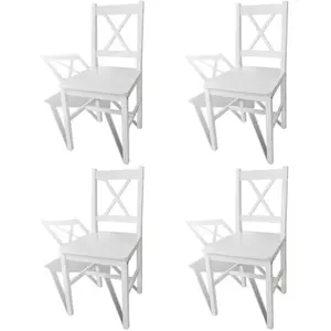 vidaXL Chaises à manger lot de 4 blanc bois de pin pas cher