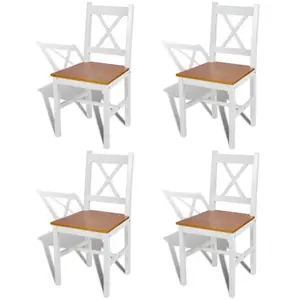 vidaXL Chaises à manger lot de 4 blanc bois de pin pas cher