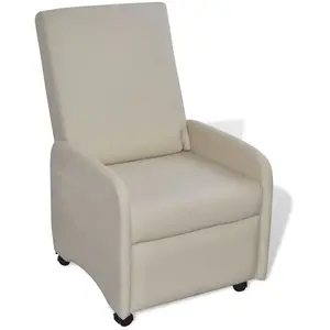 vidaXL Fauteuil pliable Crème Similicuir pas cher