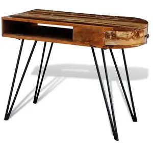 Comparateur de prix : vidaXL Bureau avec pieds en fer Bois de récupération solide