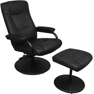 vidaXL Fauteuil TV avec repose-pied Noir Similicuir pas cher