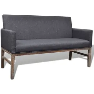 vidaXL Banc avec coussin rembourré tissu hévéa gris foncé pas cher