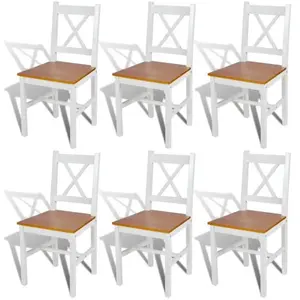 Comparateur de prix : vidaXL Chaises à manger lot de 6 blanc pinède