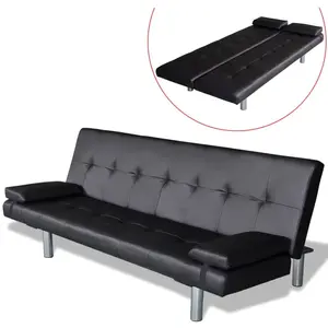 vidaXL Canapé-lit réglable avec deux oreillers Similicuir Noir pas cher