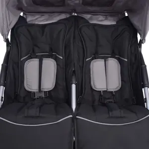 vidaXL Poussette à deux places Acier Gris et noir