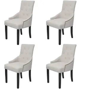 vidaXL Chaises à manger lot de 4 gris crème tissu