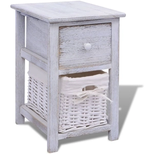 vidaXL Table de chevet Bois Blanc pas cher