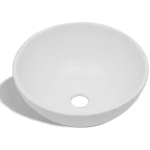 vidaXL Lavabo de salle de bain Céramique Rond Blanc pas cher