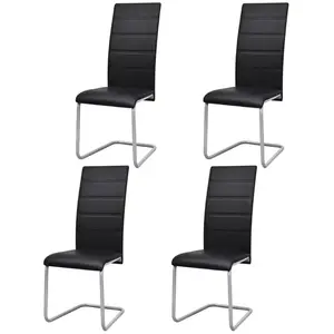 Comparateur de prix : vidaXL Chaises à manger cantilever lot de 4 noir similicuir