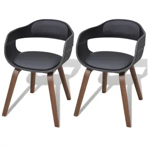Comparateur de prix : vidaXL Chaises à manger lot de 2 noir bois courbé et similicuir