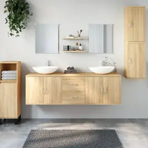 Comparateur de prix : vidaXL Ensemble de meubles salle de bain 7 pcs chêne bois d'ingénierie