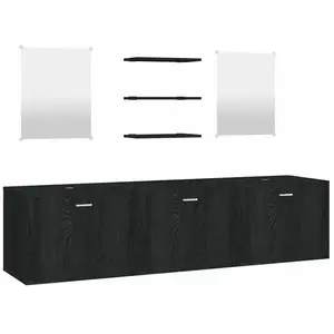 vidaXL Ensemble de meubles salle de bain 6 pcs noir bois d'ingénierie pas cher