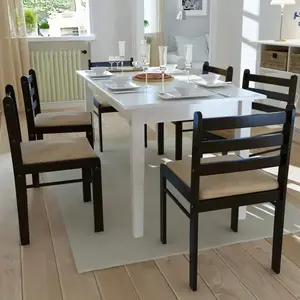 Comparateur de prix : vidaXL Chaises à manger lot de 6 marron bois solide et velours