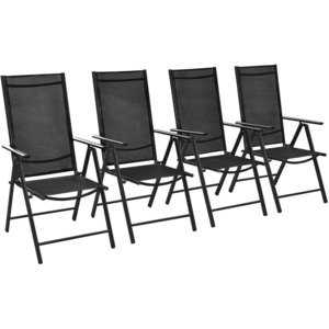 Comparateur de prix : vidaXL Chaises pliables de jardin 4 pcs Aluminium et textilène Noir
